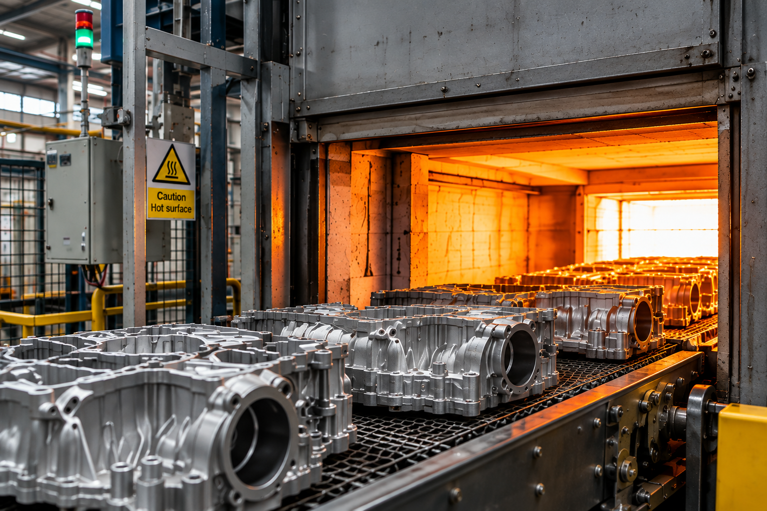Aluminium casting and furnace floor photography